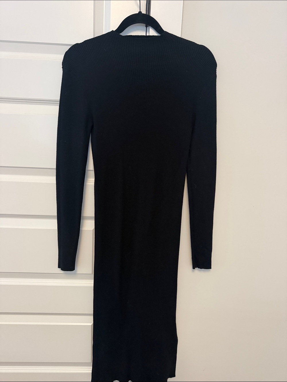 Vici Black Long Sleeve Ribbed Midi Bodycon Dress